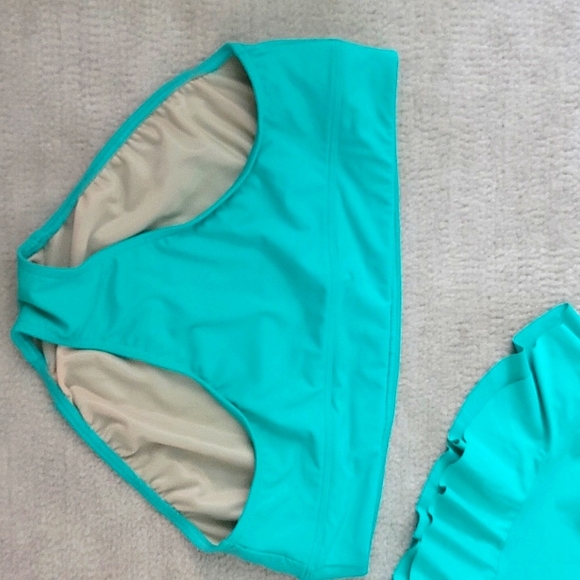Land's End Women's Tankini Top Bikini Bottoms Two Piece Swimsuit Size 14 Green - Picture 2 of 7